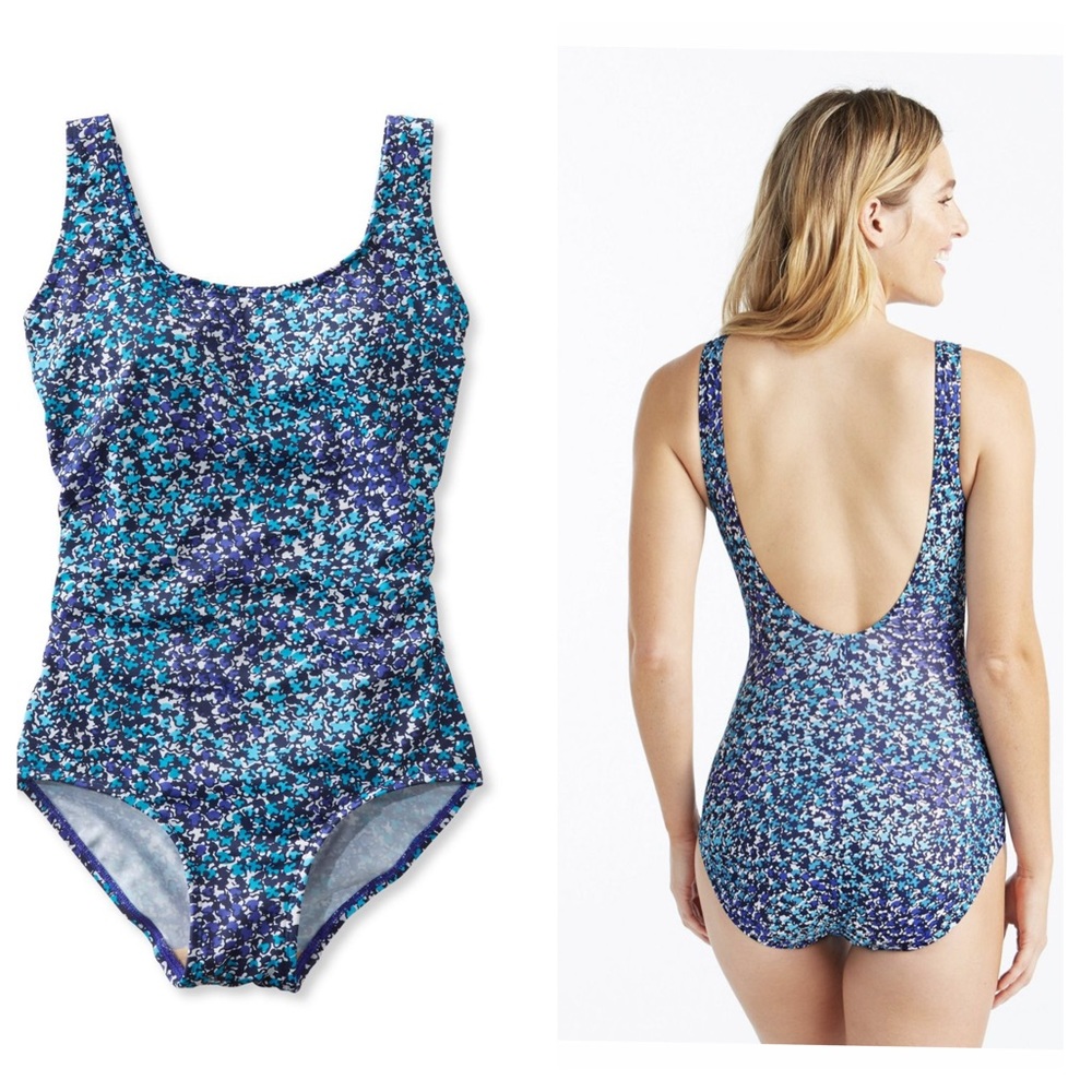 L.L. Bean Painted Floral One Piece Swimsuit